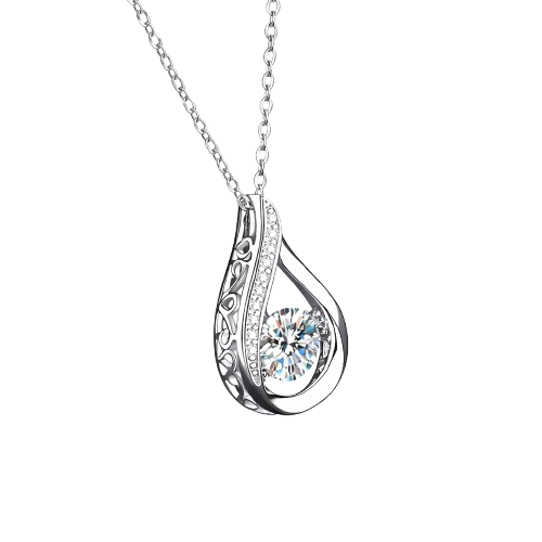 AuraBling 1 Carat Moissanite Pendant Necklace in S925 Sterling Silver – Unisex Luxury Jewellery