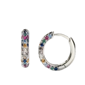 925 Sterling Silver Bohemian Multicolor Hoop Earrings – Casual Fashion Jewellery