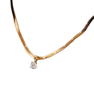 Luxury Stainless Steel Round Rhinestone Pendant Necklace